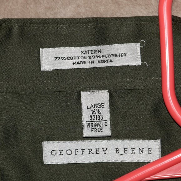 Geoffrey Beene Sateen Button Up Dress Shirt - Long Sleeve Wrinkle Free - Picture 5 of 13